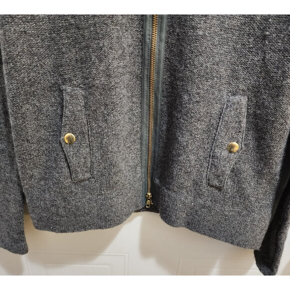 J Crew Women's Size S Full Zip Cardigan Sweater Gray Merino Wool Metallic 32804 - Picture 5 of 11